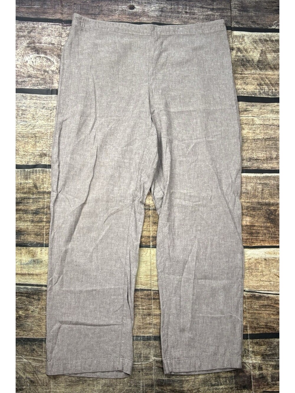 Chicos Pants Womens Size 3 36x27 Linen Blend Beige Pull On
